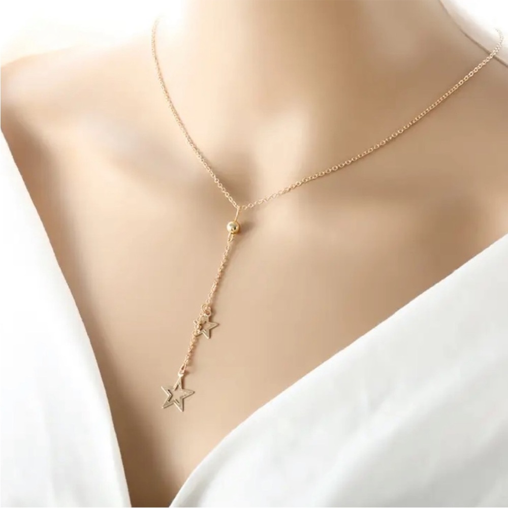 Gold Filled Star Lariat Necklace
